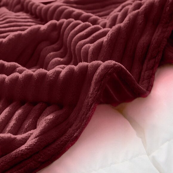 SOGA Burgundy Throw Blanket – Soft Cozy Warm Blanket for Bed, Sofa & Couch - Picture 10 of 13